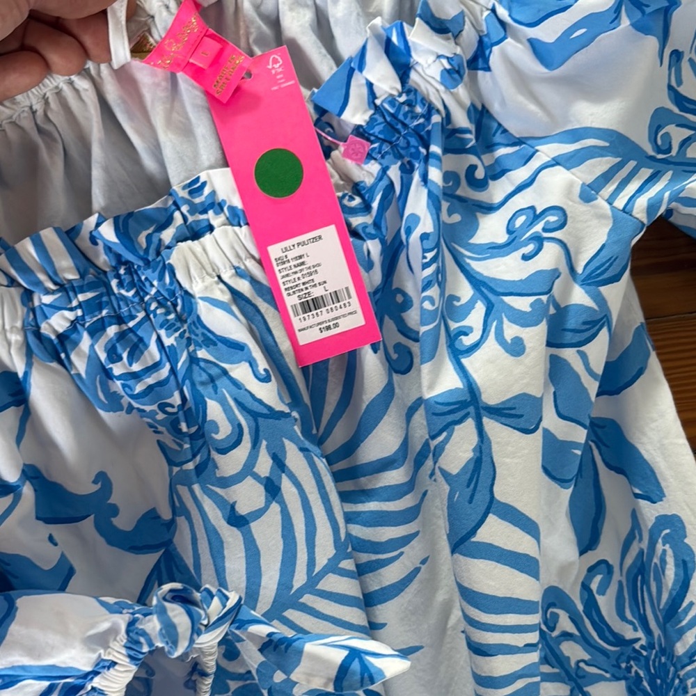Blue and White Lilly dress, new